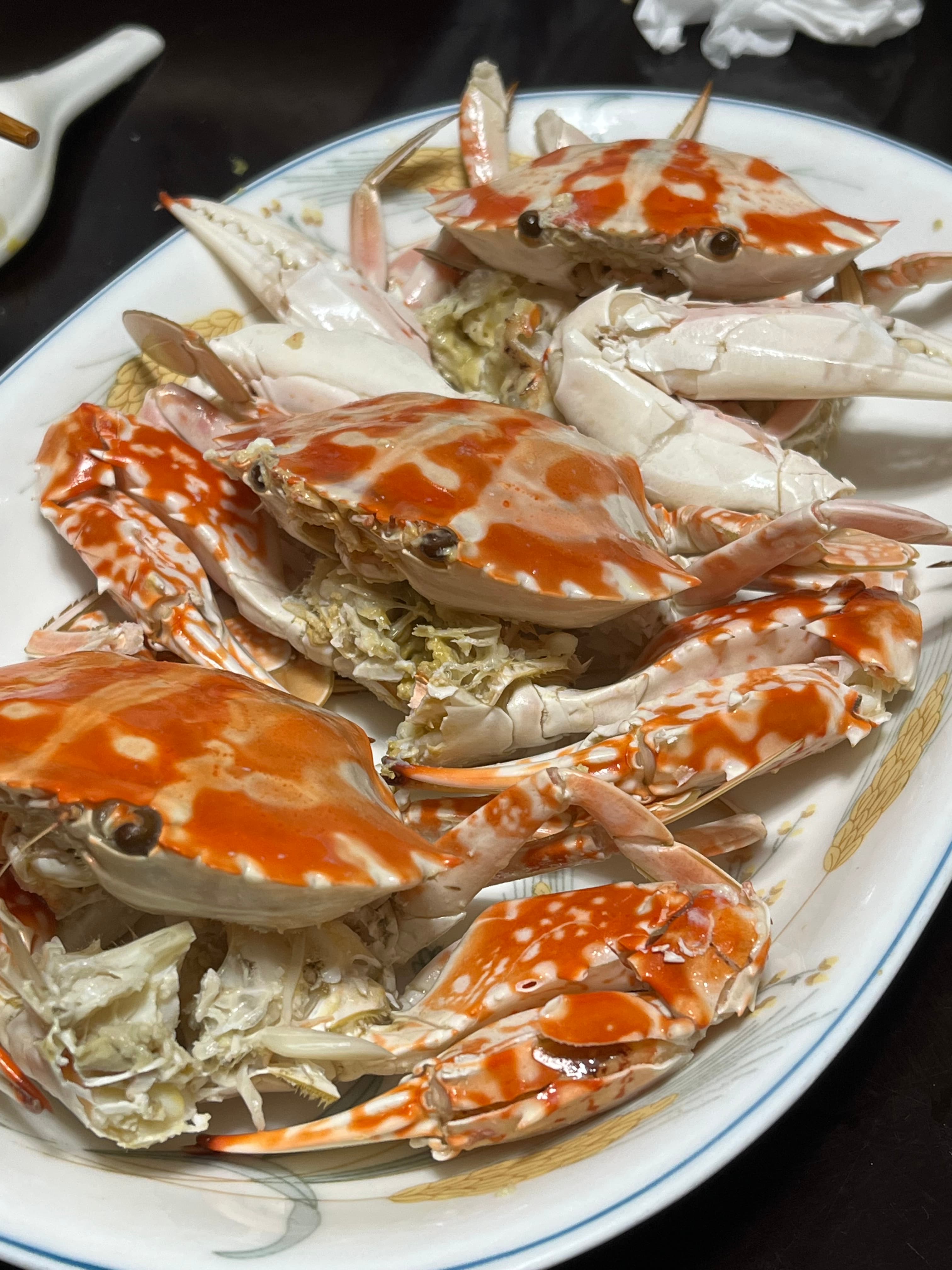 Steamed flower crab